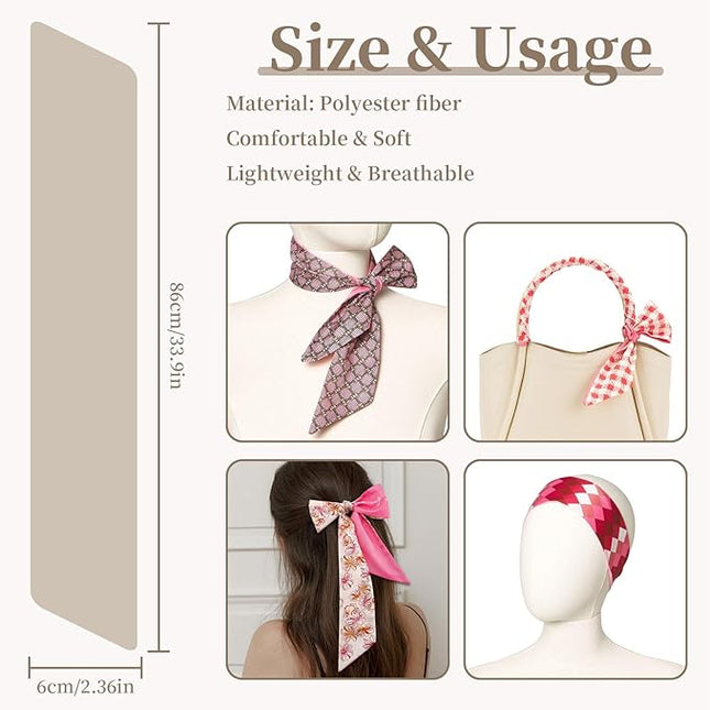4 Pack Purse Scarf Handbags Skinny Twill Hair Scarves Narrow Neck Scarf Band Women Fashion Accessories Bag Charms
