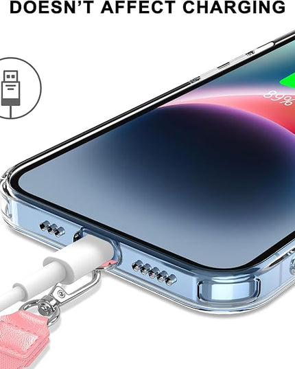 SHANSHUI Phone Lanyard, Crossbody Cell Phone Tether Pads Compatible with iPhone & All Smartphones in Full Cover Cases Black Pink