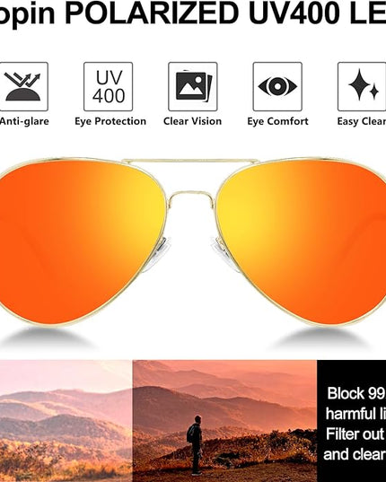 Joopin Polarized Metal Aviation Sunglasses Men, Classic Military Sun Glasses Women, Rectangle Shades UV400 Protection Costume