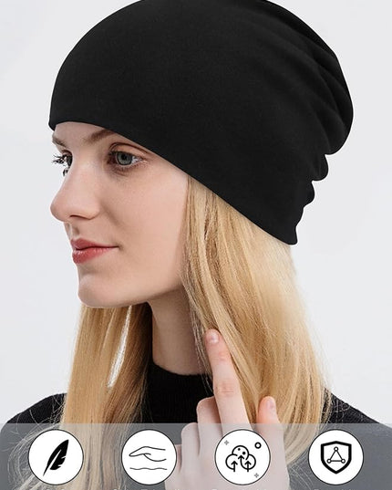 Senker Fashion Slouchy Beanie Hats for Women Men, Chemo Headwear Cotton Beanies Soft Lightweight Chemo Skull Cap Elastic