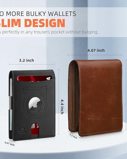 Zitahli Men's Wallets Airtag Holder Slim Rfid Leather with Gift Box