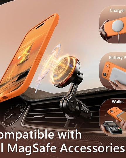 FireNova Magnetic for iPhone Air Case, Compatible with MagSafe, [Integrated Silicone Camera Control Button] [Camera Protection] Microfiber Lining Phone Case for iPhone 17 Air, 6.5", Orange