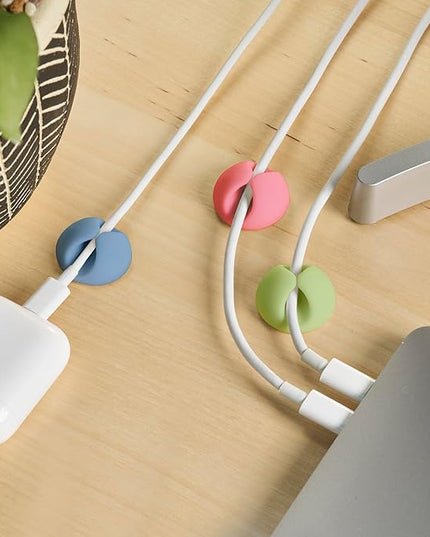 Wrap-It Storage Cable Clips - (Assorted 28-Pack) Macaron - Desk and Nightstand Cable Holder for Phone and Bedside Table Cord Organizer