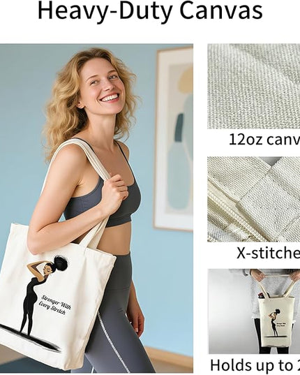 Tote Bag for Women, Reusable Zippered Canvas Bag with Handles Pocket Thick Canvas, for Grocery Shopping Beach Gift