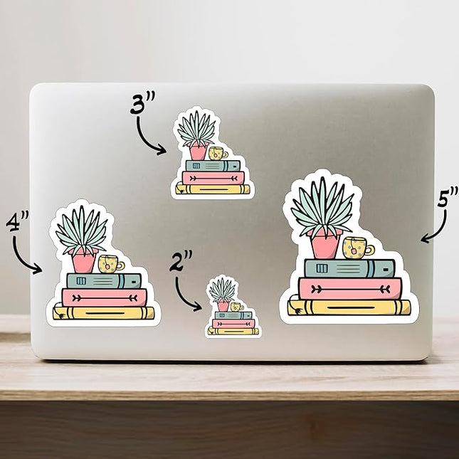 (3PCS) Succulents Books Coffee Reading Sticker for Phone Tablet Laptop Car Truck Window | 3" Sticker