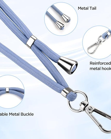 CACOE Phone Lanyard-2 PCS Adjustable Neck Strap,Universal Crossbody Multifuctional Cell Phone Lanyards Compatible with Most Smartphones(Black+Light Blue)