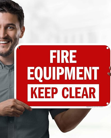 Fire Equipment Keep Clear Sign, 12x18 Inches, 55 mil thick HDPS (high density polystyrene), Made in USA by My Sign Center