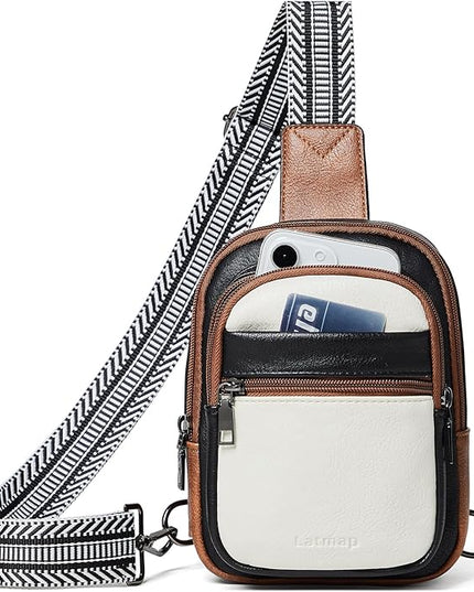 Sling Bag For Women Faux Leather Small Casual Daypack Backpack Fanny Pack Crossbody Chest Bags Purse