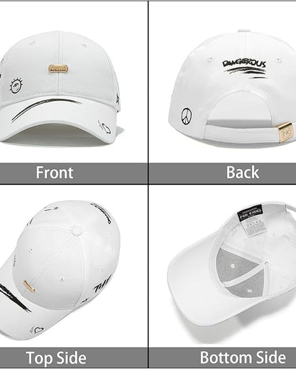 Trendy Unisex Graffiti Baseball Cap, Adjustable Cotton Baseball Cap for Men & Women, Athletic Streetwear Hat