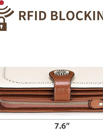 SENDEFN Wallets for Women Leather Credit Card Holder with RFID Blocking Large Capacity Wristlet | with RFID Blocking, Large Capacity, Wristlet, with RFID Blocking, Large Capacity, Wristlet