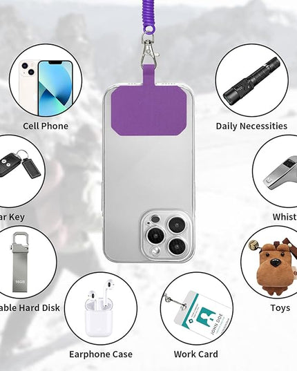 Phone Tether Lanyard Anti Theft Phone Strap with Carabiner Anti-drop Outdoor Skiing Hiking Cycling fishing Climbing fit iPhone and Most Cell Phone (Black+Purple)