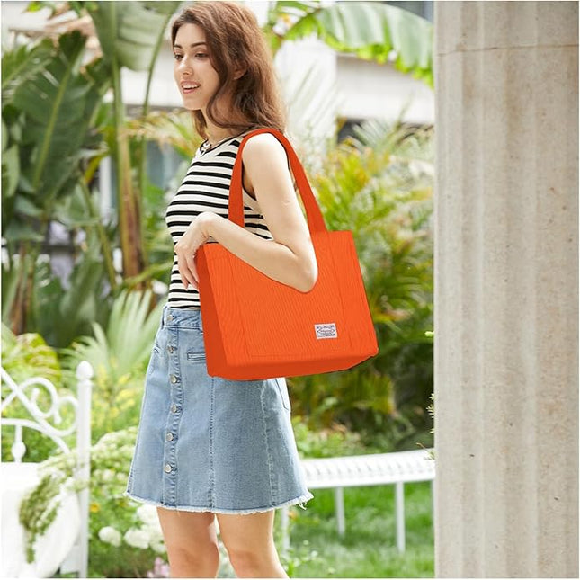 Valleycomfy Corduroy Tote Bag for Women Travel Crossbody Bag Purse Women Shoulder Bags Work Handbags Everyday Hobo Bag