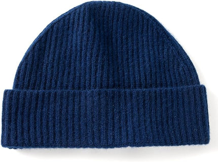 Villand 100% Cashmere Ribbed Cuffed Hat for Men, Ultra-Soft Men's Pure Cashmere Winter Ski Beanie