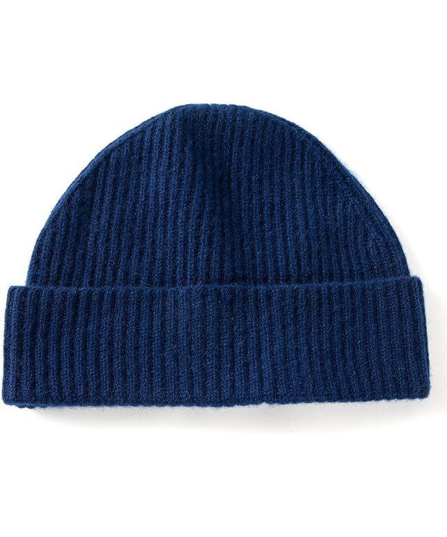 Villand 100% Cashmere Ribbed Cuffed Hat for Men, Ultra-Soft Men's Pure Cashmere Winter Ski Beanie