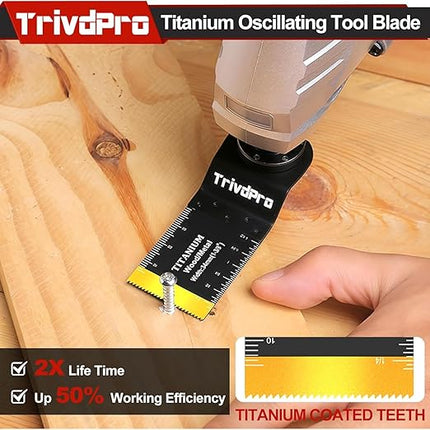 105PCS Oscillating Saw Blades, Professional Universal Titanium Multitool Blades for Wood Plastics Metal, Quick Release Multi Tool Blades Kits Fit Dewalt Ryobi Milwaukee Rockwell Fein