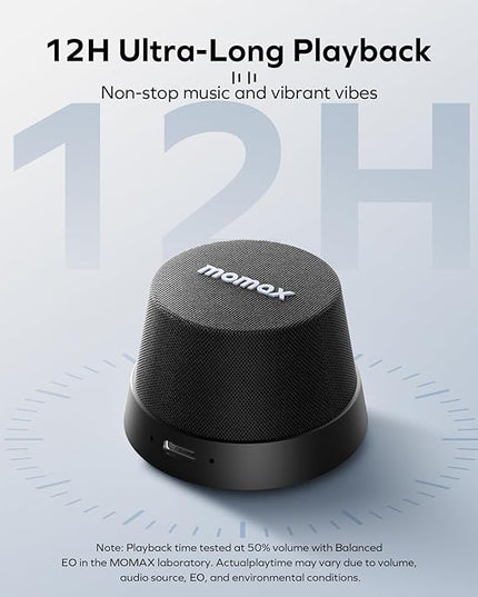 MOMAX Magnetic Portable Bluetooth Speaker - Mini Waterproof Shower Speaker with Bass, 12H Playtime, Outdoor Speaker True Wireless Stereo Pairing for Golf, Beach, Home, Travel, Gift Ideas