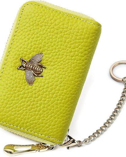 imeetu RFID Credit Card Holder, Small Leather Zipper Card Case Wallet for Women