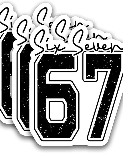 (3Pcs) Six Seven 67 Meme Stickers Funny Gen Alpha Slang 6 7 Vinyl Decals for Laptop, Water Bottle, Phone Case, Tumbler, Helmet, Scrapbooking, 3" x 2.5"