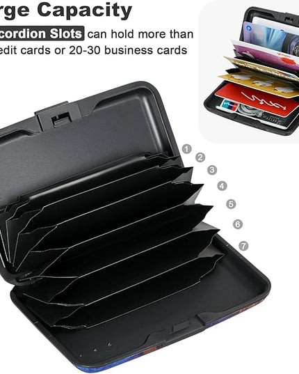 ELFISH Mini RFID Aluminum Wallet Credit Cards Holder Business Card Case Metal ID Case for Men Women（Light Purple Marble