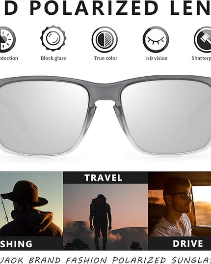 KUGUAOK Polarized Square Sunglasses For Men and Women Matte Finish Sun Glasses UV Protection Glasses