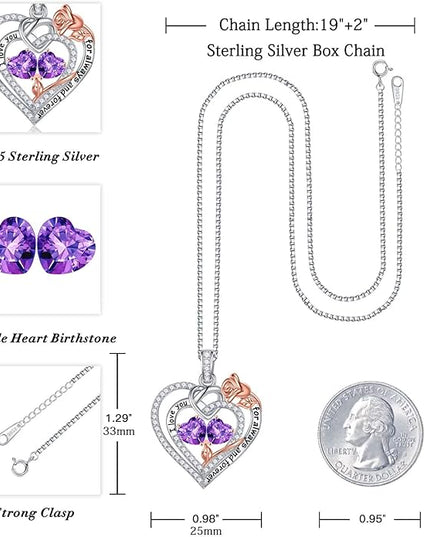 Iefil Christmas Gifts for Wife Women - 925 Sterling Silver Double Birthstone Necklace, Anniversary Birthday Gifts for Women, Jewelry Gift for Wife Girlfriend Mom Her