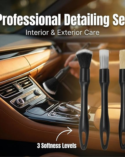 8-Piece Car Interior & Exterior Cleaning Kit - 160g Gel (128% More Than 70g), Boars Hair Brushes, Ultra-Soft Detail Brush, Microfiber Cloths, Duster | for Auto/Truck/SUV
