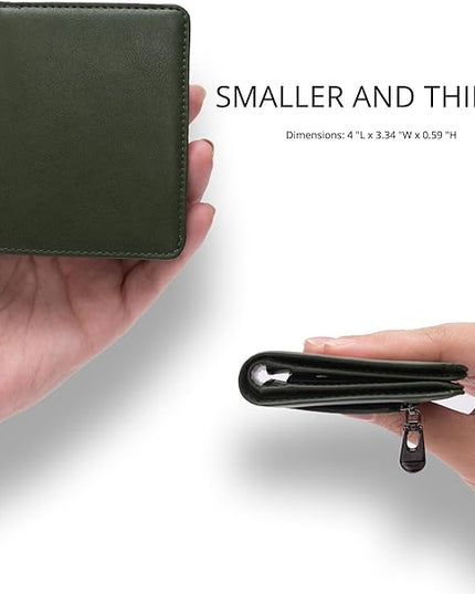 Alldaily Small RFID Wallet for Women Slim Compact Bifold Pocket Ladies Travel Mini Purse (Green)