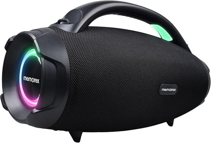 Memorex Rumbler Massive 12-Inch Bluetooth Party Speaker | 80W Powerful Sound | IP67 Waterproof & Dustproof | TWS Dual Pairing | Super Bass Mode | LED Rhythm Light Show | Rechargeable Battery (Black)