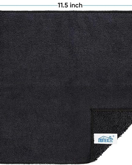 HOMEXCEL Black Microfiber Cleaning Cloth, 12 Pack Premium Microfiber Towels for Cars, Lint Free, Scratch-Free, Highly Absorbent, Reusable Cleaning Rags for Car, Household, Kitchen, Window, 11.5"X11.5"