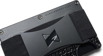 Ridge Wallet for Men - Slim Minimalist Compact Wallet and Card Holder, RFID Protected Front Pocket Wallets for Men with Integrated Cash Strap (Matte Black Everything)