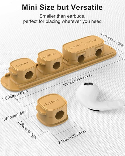 6 Pack Magnetic Cable Clips [1s Open/Lock], Laitver Cord Organizer Holder Strong Adhesive Desk Cable Management- Organize Charging Cords Neatly for Home, Office, Car,Desk, Nightstand-Milk Coffee