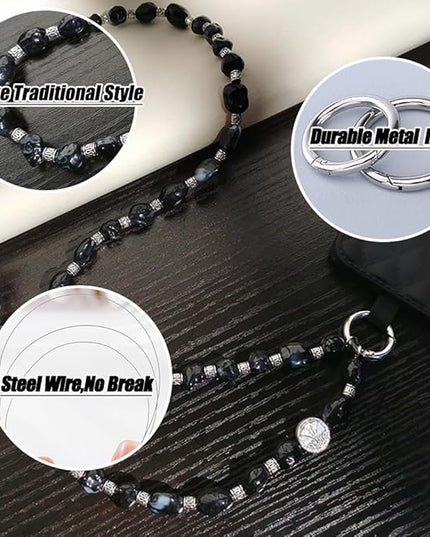 Phone Crossbody Strap, 2in1 Wrist Charm&Shoulder Lanyard,3Ways Usage free to Assembly and Disassembly Phone Strap with Tether Patches for Most Phones Bag Purse (M)