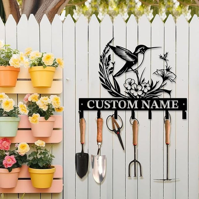 peanut case Customized Keys Holder - Personalized Birds Flower Key Hooks Wall Metal Sign Decor,Wall Holder, Garden,Door Hook (Style F)