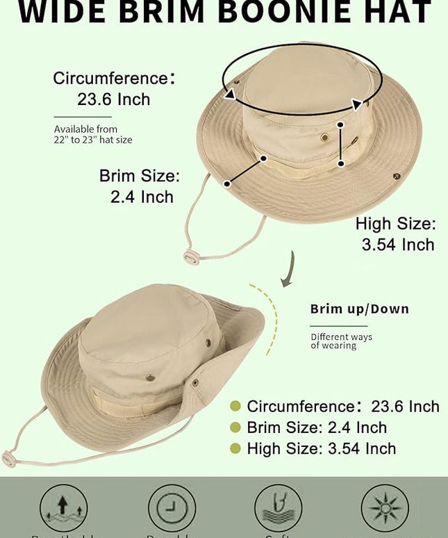 Sun Hats for Men Women Bucket Hat UPF 50+ Boonie Hat Foldable UV Protection Hiking Beach Fishing Summer Safari