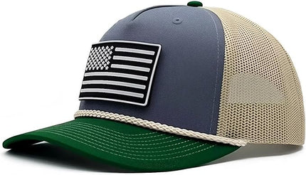 Old Glory PVC Curved 5 Panel Rope Hat, Adjustable Snapback Baseball Cap, Perfect for Outdoor Sports
