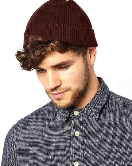 50% Wool Warm Cuffed Swag Knit Short Fisherman Beanie for Men Women Winter Hats Trawler Skull Cap