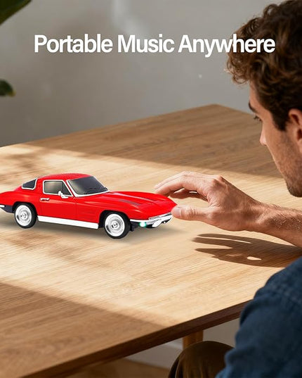 Retro American Style car Bluetooth Speaker, Portable Wireless Outdoor Speaker, TWS Stereo, Support USB/TF/AUX, Party Bluetooth Speaker with Microphone,Classic car Gifts for Men(RED)