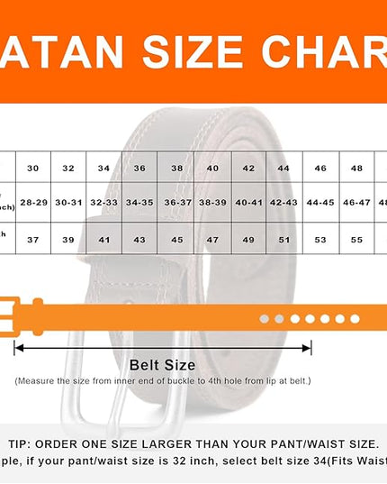 VATAN Men's Genuine Leather Casual Every Day Jeans Belts, Handmade Men Leather Belt with Gift Box