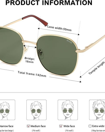 SOJOS Classic Trendy Square Sunglasses for Women Men Cute Big Frame Gold Shades SJ1137