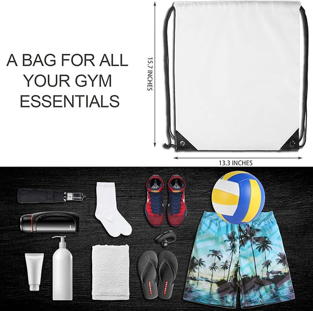 GoodtoU Drawstring Backpack Bulk, 60 Pcs Draw String Bags Cinch Bag Drawstring Gym Bag Sackpack Bags for Women Men, White