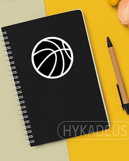 (3Pcs) Black Basketball Stickers Waterproof Vinyl Basketball Ball Decals for Water Bottle, Tumbler, Phone Case, Poster Board, Laptop, Scrapbooking, Team Players, Coach, 3" x 3"