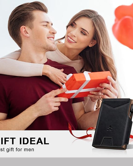 Wallet for Men Wallet with Slim Pop Up Card Holder 9-13 Cards, Bifold Minimalist Smart Wallet RFID Blocking Credit Card Holder with ID Window & Stretchable Cash Slot Compact Metal Aluminum Card Case