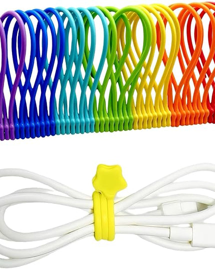 Reusable Silicone Magnetic Cable Ties, 28 Pack 7.48'' Magnetic Twist Ties for Bundling and Organizing, Holding Stuff, USB Charging Cords, Fridge Magnets, or to Play and Decorate(7 Colors)