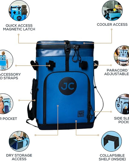 Convertible Cooler Backpack with Dry Storage by JustinCASE | Waterproof Travel Cooler Bag for Drinks, Clothes & Trips