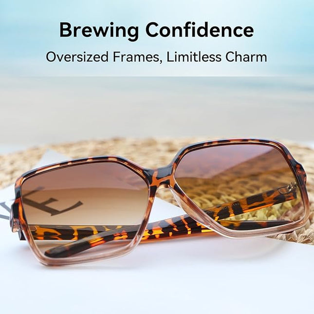 Dollger Oversized Square Sunglasses for Women Big Large Wide Fashion Shades for Men UV Protection Unisex
