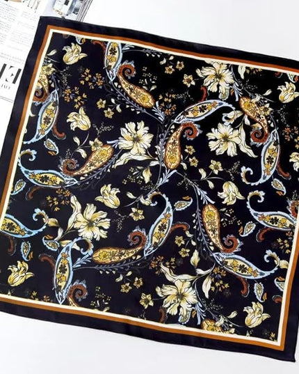 ANDANTINO 100% Mulberry Silk Scarf -21” Lightweight Square Neckerchief – Breathable Digital Printed Scarves with Gift Packed