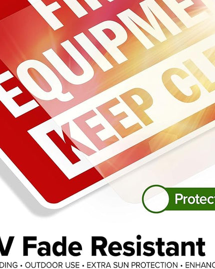 Fire Equipment Keep Clear Sign, 10x7 Inches, 4 Mil Vinyl Decal Stickers Weather Resistant, Made in USA by My Sign Center