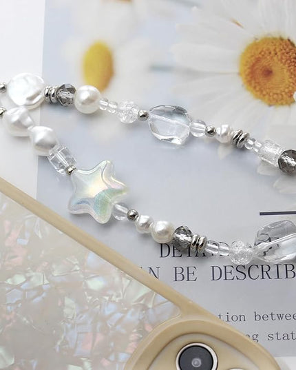 Beaded Camera Wrist Strap, Cute Phone Charms Strap, Pearl Bracelet Wrist Strap, Phone Keychain Decoration for Wallet