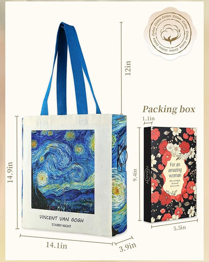 AUSVKAI Cute Canvas Tote Bag for Women, Reusable Designer Bags with Handles Pockets&Snaps for College Beach Everyday Grocery