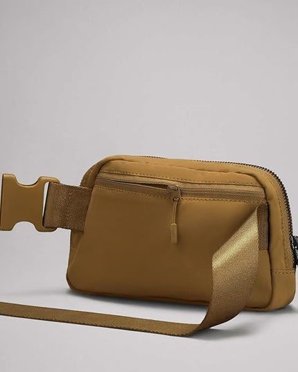 YOSHUYUKI Cross Body Fanny Packs for Women Men Fashion Waist Bag Pouch Nylon Small Travel Crossbody Bags Mini Purse Everywhere Belt Bag Bum Bag with Adjustable Strap for Workout Running Hiking Caramel